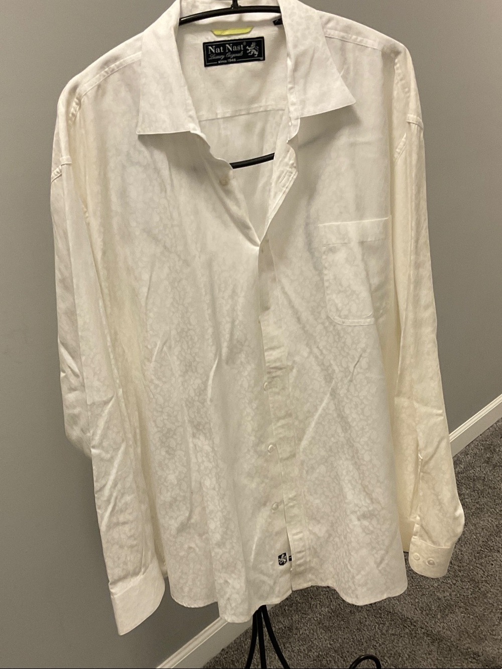 Nat Nast Cream Jacquard Long-Sleeve Dress Shirt